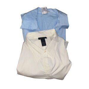 Lane Bryant & George Womens Button-Down Shirts Size 18/20 Polyester & Cotton Ble